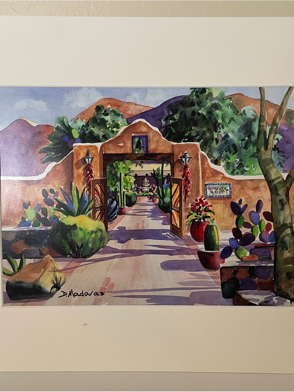 Southwestern Archway Watercolor Print Desert Hacienda Gate II Diana Madaras
